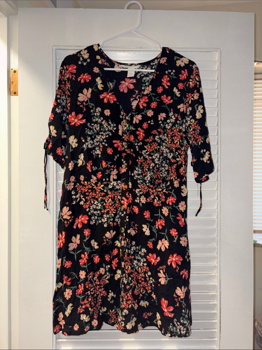 Trendy Black Floral Print Midi Dress🔥